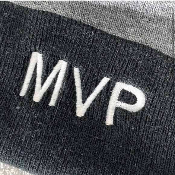 5/$25 MVP Embroidered Black & Grey Toque Beanie With Pom Pom - Picture 4 of 8